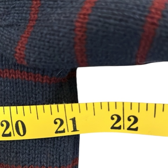 Nautica Navy Stripe V-Neck Pullover Sweater Thick 100% Cotton Long Sleeve Large - Picture 10 of 13